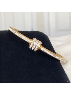 New Gold Tone and Rhinestone Bangle Stackable Bracelet New